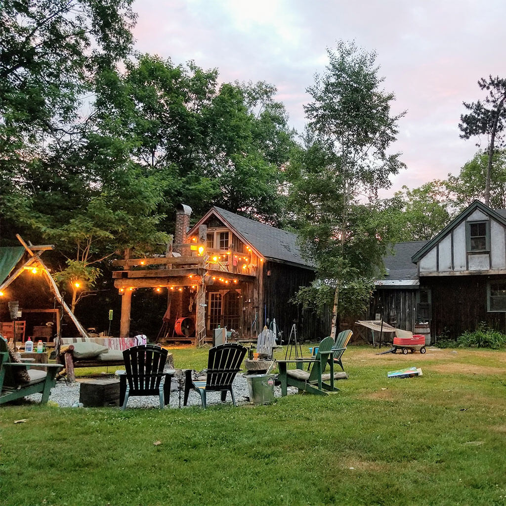 Camp setup in backyard of home