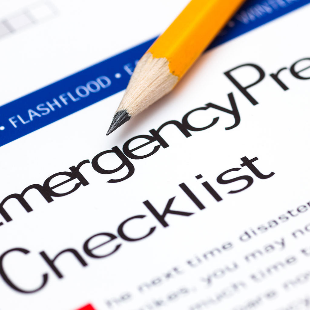 emergency checklist with pencil
