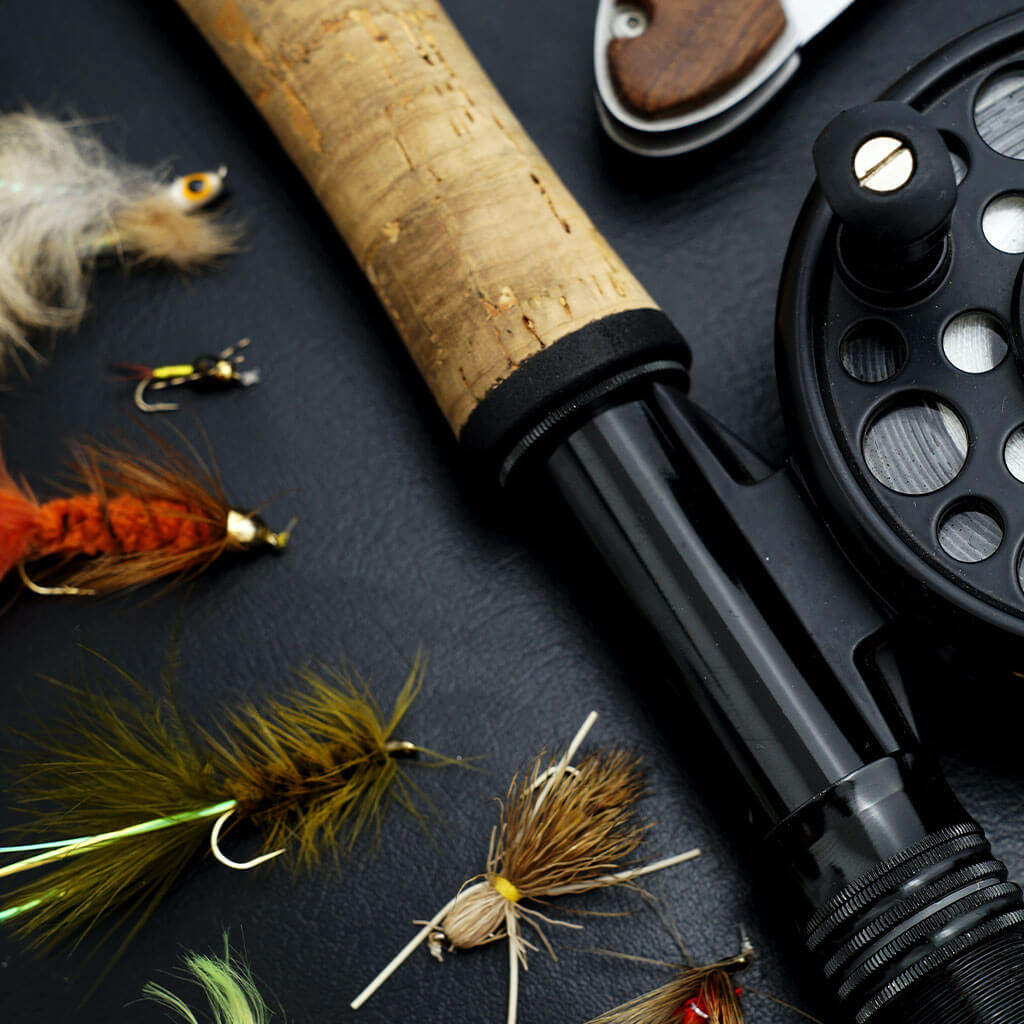 fly fishing rod and fishing lures