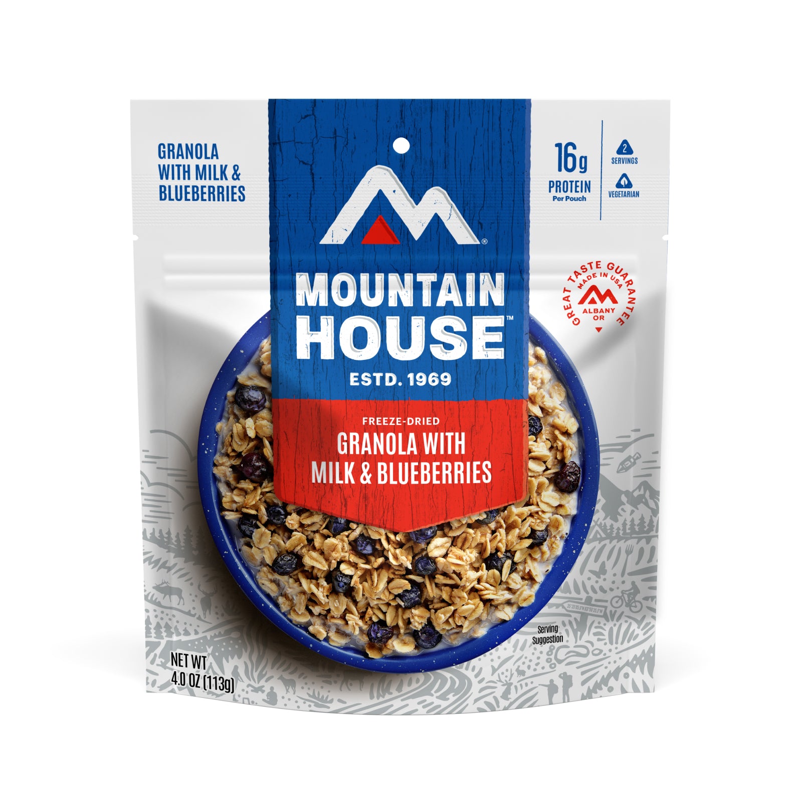 55450 Granola with Milk & Blueberries Adventure Meal Pouch