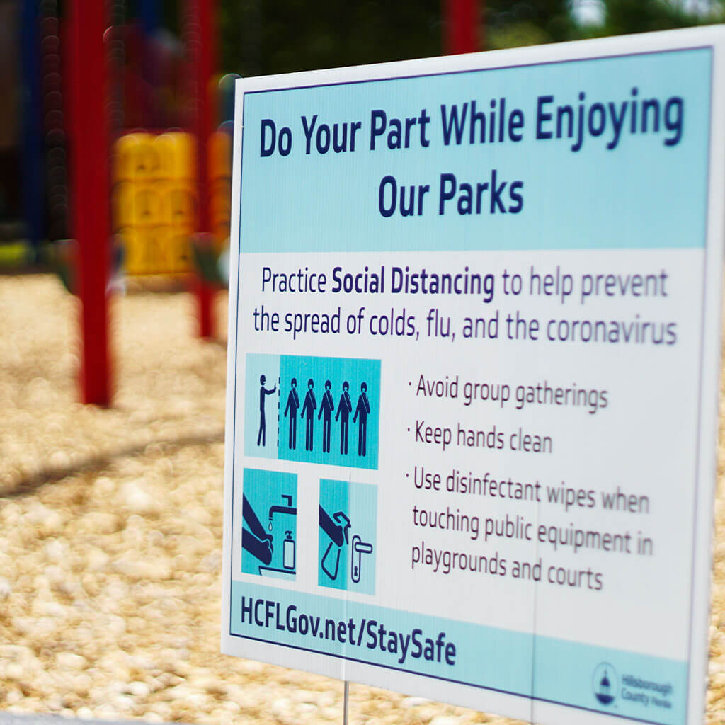 coronovirus sign at children's playground