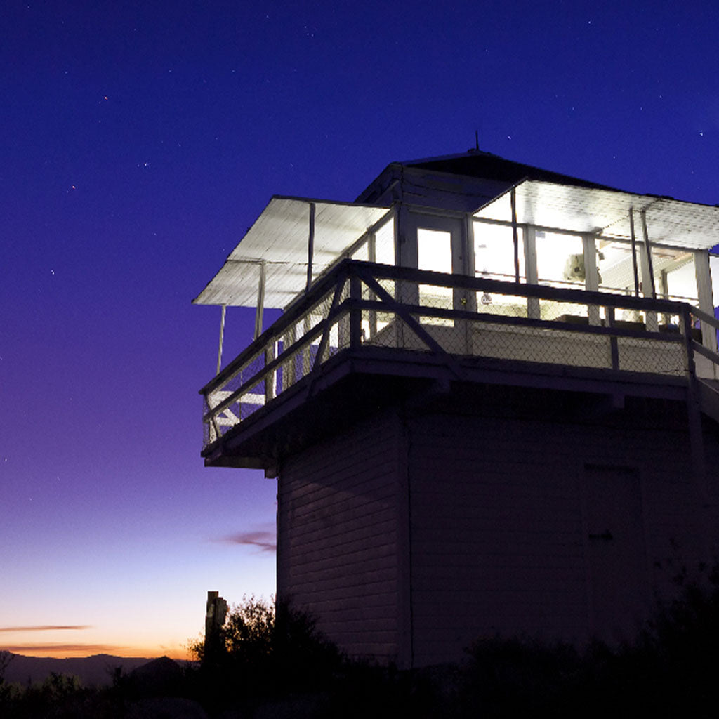 fire lookout tower at dusk