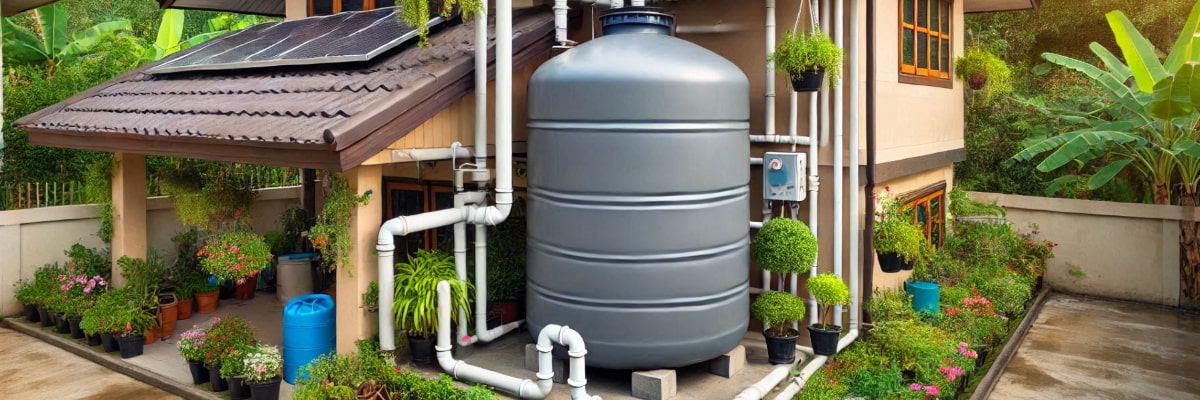 Rain water collection system installation.