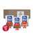 Mountain House #10 Cans with a cardboard box in the background and a red circle that says purchase supports American Red Cross