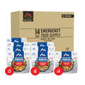 Front view of 14-Day Emergency Food Supply Kit with pouches.