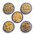 Aerial view of prepared freeze-dried meals in blue camping bowls. Meals shown are Beef Stroganoff with Noodles, Fettuccine Alfredo with Chicken, Breakfast Skillet, Chicken & Dumplings, and Granola with Milk & Blueberries.