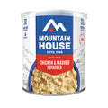 Mountain House can of chicken and mashed potatoes on a white background