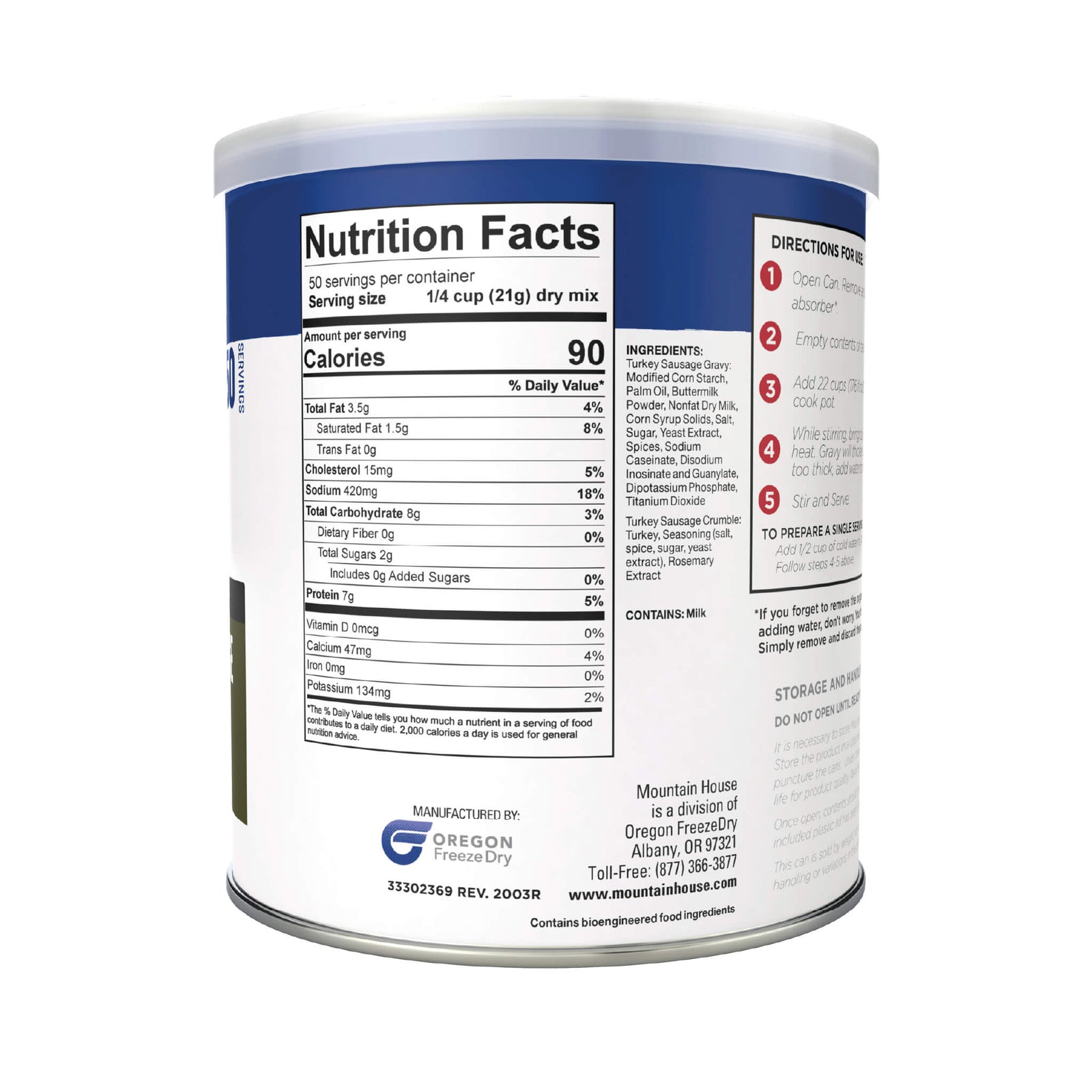 Mountain House Turkey Sausage Gravy - Military Rations #10 Can