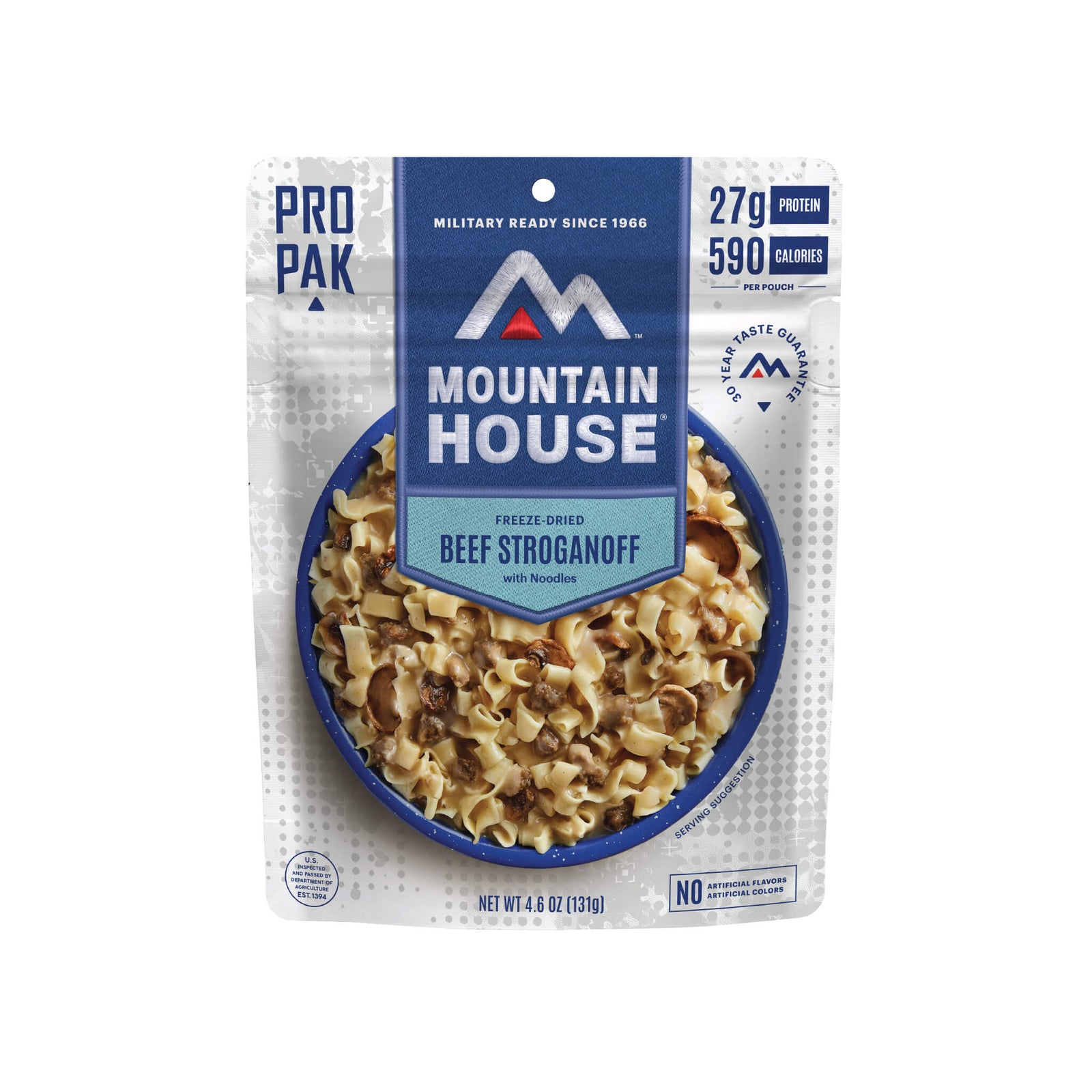 Front view of Mountain House Beef Stroganoff with Noodles Pro-Pak
