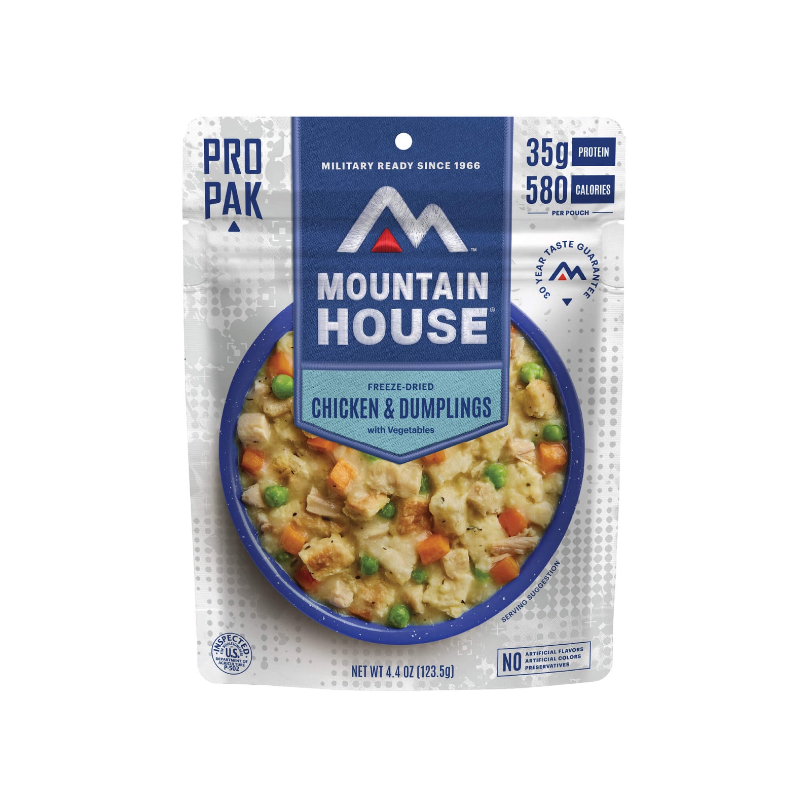 Front view of Mountain House Chicken & Dumplings Pro-Pak