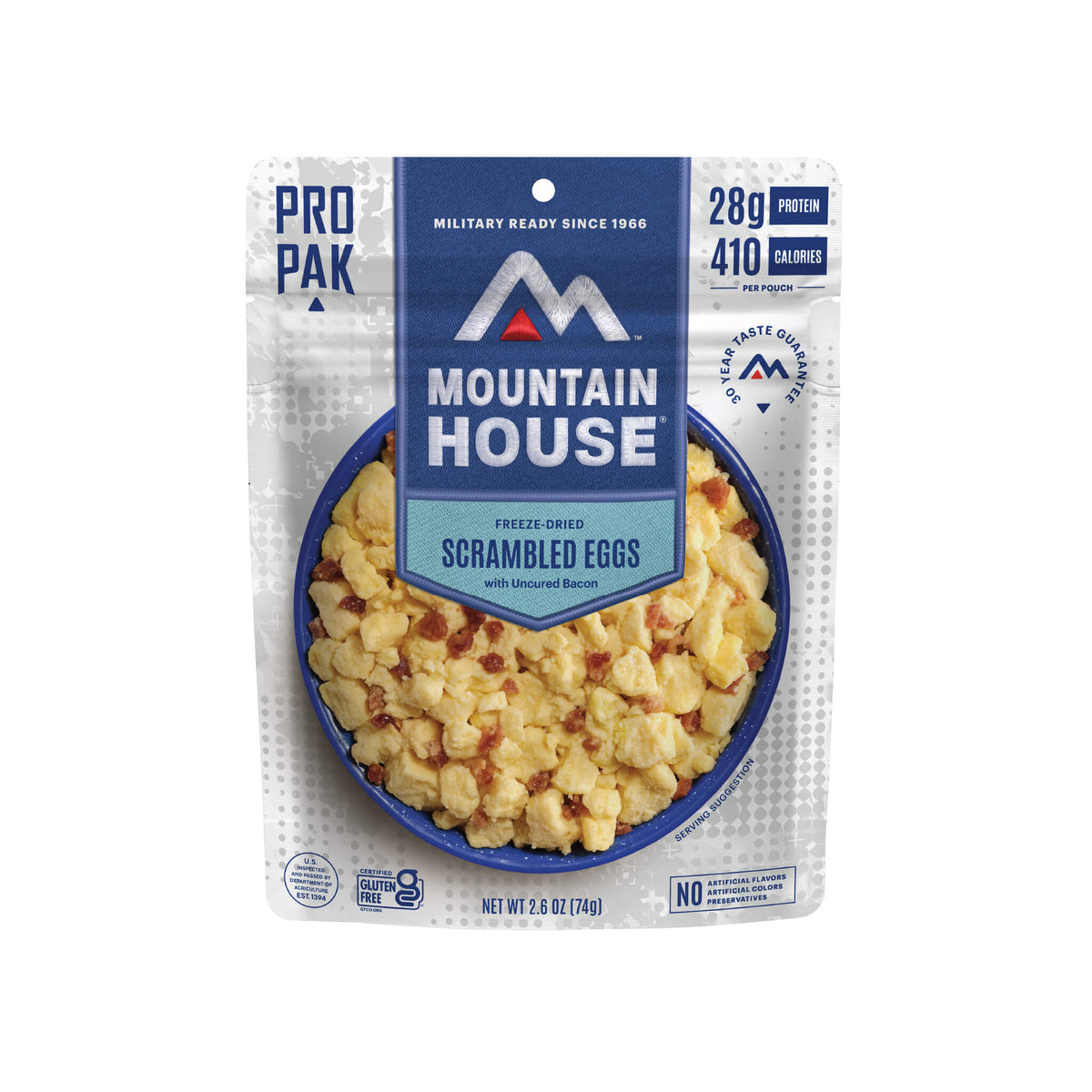 Front view of Mountain House Scrambled Eggs with Uncured Bacon Pro-Pak