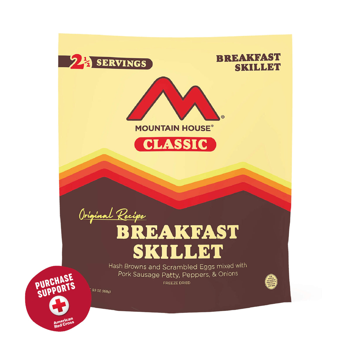 Classic Breakfast Skillet pouch with red badge that reads, &quot;Purchase supports American Red Cross&quot;.