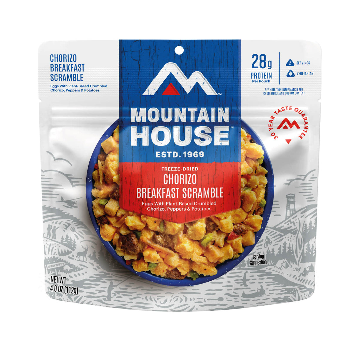 Front view of Mountain Houe Veggie Chorizo Breakfast Scramble Pouch