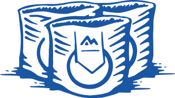 Line drawing of three Mountain House pouches