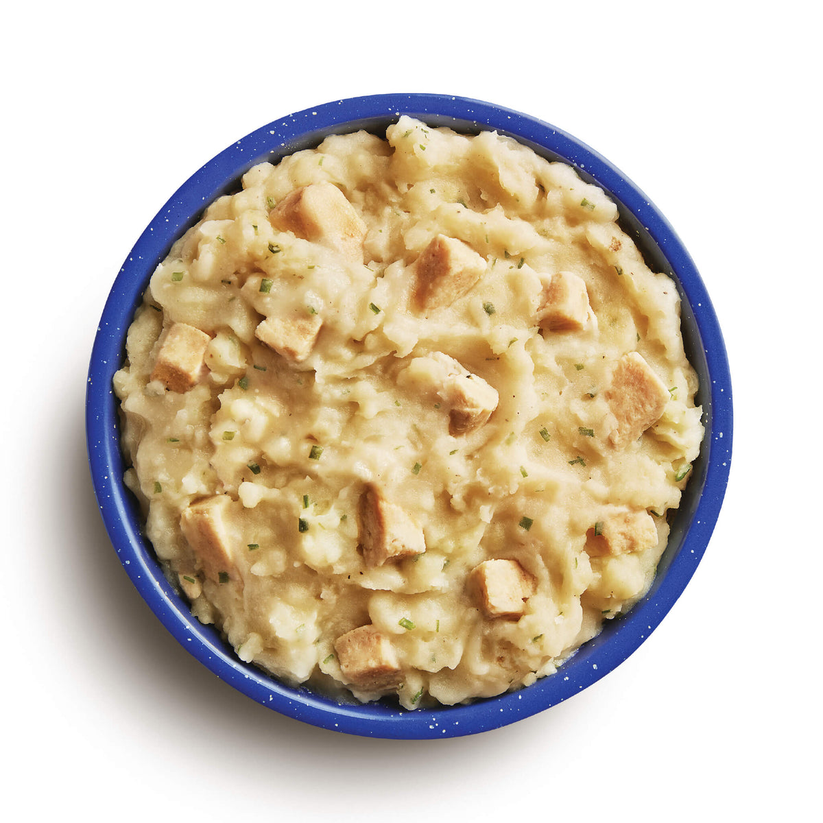 Bowl of Mountain House Chicken & Mashed Potatoes on a white background