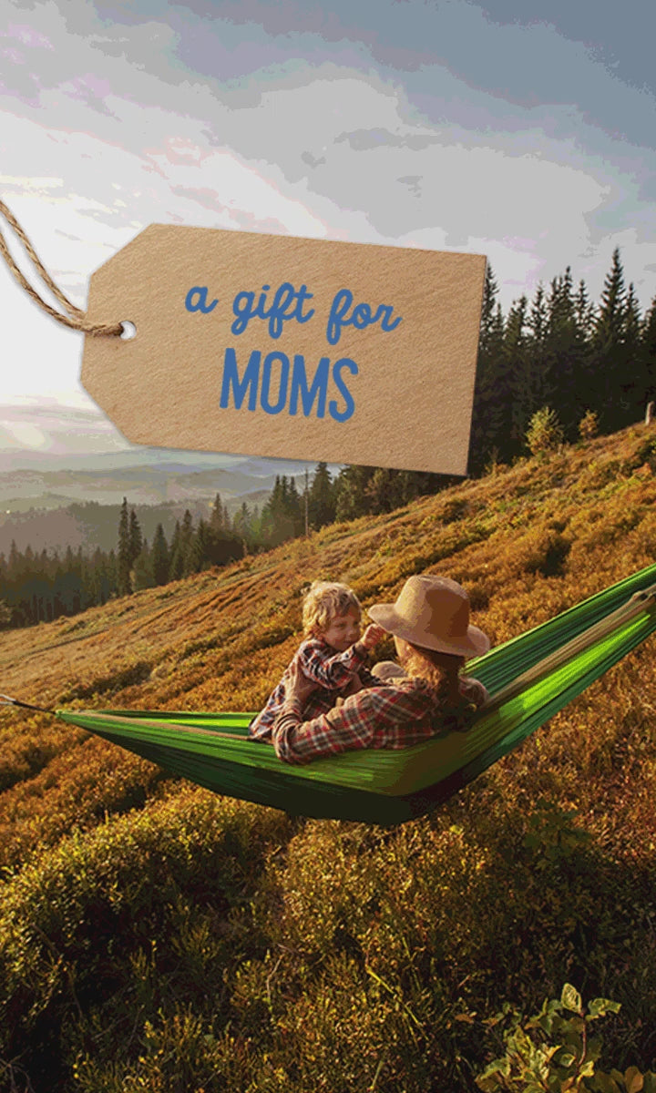 Animation showing various ways to gift Mountain House such as for moms, dads, grads, or just for adventure.
